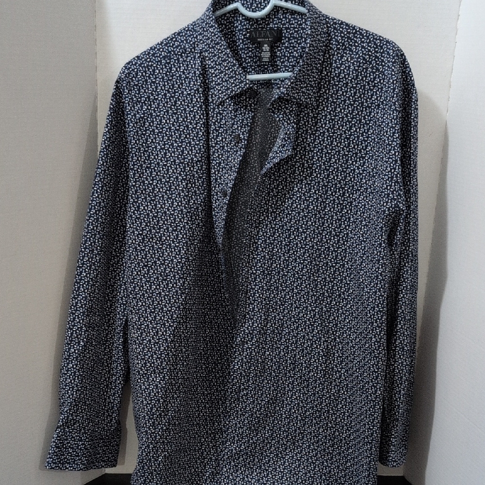 Alfani XXL Neck 18.5 Arm 34/35 Black/White Patterned Dress Shirt